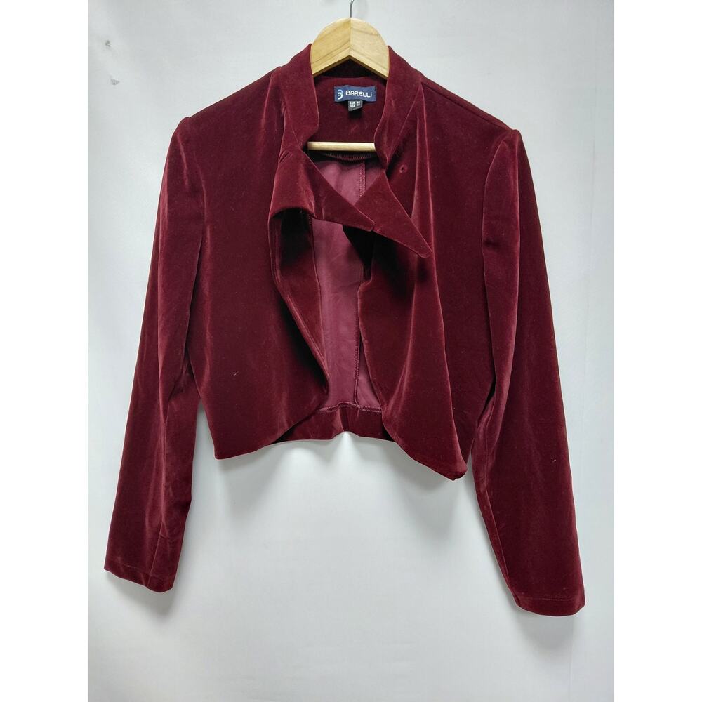 Barelli Velvet Jacket Red Women Solid Long Sleeve Size 14